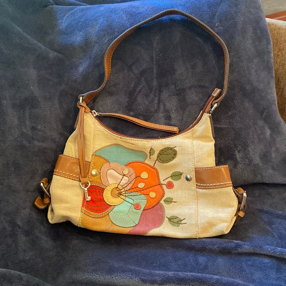 Fossil Floral Canvas Purse